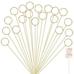 아베요 20Pcs 플라워 카드 홀더 스틱, 메탈 플로럴 픽 골드 기프트 홀더, 숫자 사진 클립 노트 디스플레이 부케, DIY 공예 (12인치)