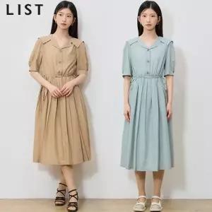 [리스트(LIST)] 바스락 세일러 칼라 셔링 원피스 (택가격: 268000원)