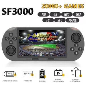 SF3000 미니 휴대용 게임 플레이어 4.5 인치 IPS 스크린 레트로 비디오 콘솔 PS1/GBA/SFC 용 20000 + 내장