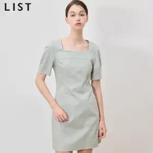 [리스트(LIST)] 경쾌한 코튼 스퀘어넥 반팔 원피스 (택가격: 298000원)