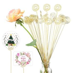 Zonon 30pcs 메탈 와이어 플로럴 픽 러브 플레이스 카드 홀더 골드 테이블 번호 그림 클립 메뉴 노트 결혼식 생일 파티, 13인치(코일 스타일)