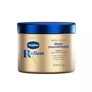 Vaseline Radiant X 딥 영양 바디 크림 . 순수 시어 버터, 코코넛 오일, 비타민 C 및 펩타이드 283.5g(10온
