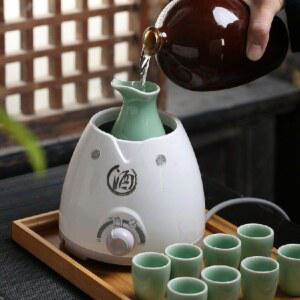 정종데우기 가정용 워머 술병 레드 트레이 식 플로럴 250ml 캠핑