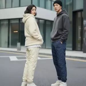 [하프클럽/]남녀공용 경량 패딩 조거 팬츠 겨울 방한 바지 라이더 스타일 하