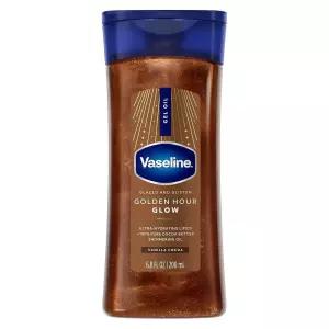 Vaseline Glazed and Glisten 골든 아워 바디 젤 오일 글로우 바닐라 코코아 쉬머링, 울트라 하이드레이팅
