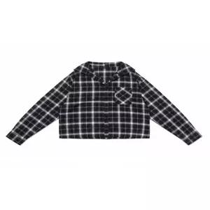 [르샵][르샵(LeShop)] 오픈카라 셔츠형 체크 크롭 블라우스 (택가격 99000원)
