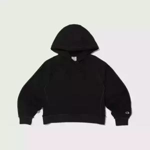 champion 여성 스티치 루즈핏 와플 후드 티셔츠 Black