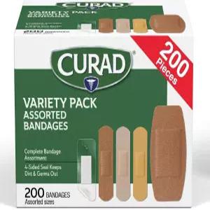 CURAD 모듬 접착 붕대 4면 씰 버라이어티 팩 200개