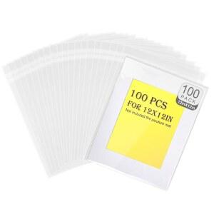 파이옥셈 100팩 무산 크리스탈 클리어 슬리브 보관 가방 12x12 아트 프린트 / 프레임 매트 / 사진 / 사진, OPP 슬리브 보관 가방 (가방 크기: 12 2/5인치 / 31.5cmX 12 3/5인치 / 32cm)