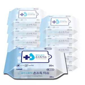 오쎄 클린앤 퓨어 손소독티슈 휴대형 20매 10개
