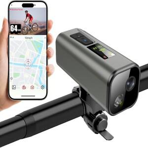 4K GPS 자전거 카메라 헤드라이트 포함 사이클링 컴퓨터 및 속도계 스포츠 액션 DV 64GB  앱 제어  IP65 방