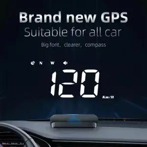 GPS HUD 자동차 헤드 업 디스플레이 나침반 속도 MPH KMH Whit 경보 시스템 프로젝터 온보드 컴퓨터 앞