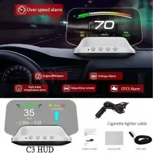 HD C3 플러스 자동차 HUD OBD2 헤드업 디스플레이 GPS 네비게이션 프로젝터 디지털 속도계 액세서리 온보드