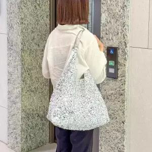 [다잇템]여자 모던 캐주얼 반짝이는 스팽글 빅 숄더백