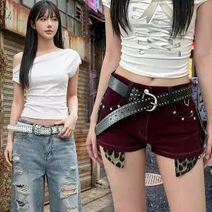 웨스턴스터드벨트 포인트 가죽 찡 바지코디 액세서리