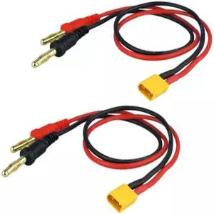 이키구 2 PCS XT30 플러그 남성 커넥터에서 4 4.0 바나나 불릿 충전 연장 케이블 코드 리드 11.8인치 16AWG
