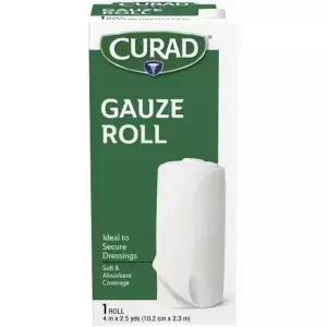 CURAD SaudePlus 프로소브 롤 거즈 4인치 x 2.5야드 천연 고무 라텍스로 제작되지 않음 27팩