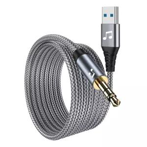 BOIOT 6FT USB 3.5 오디오 잭 어댑터 2.0 AUX 스테레오 코드 노트북 스피커 지원 윈도우 충전 및 MP3 트럭