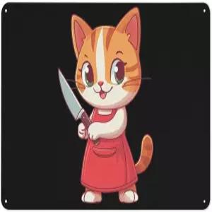 에이프런 빈티지 금속 주석이 달린 셰프 캣 차고 야외 주택용 철판 걸이 페인트 벽에 걸려 있습니다