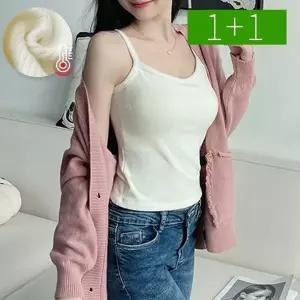 [NS홈쇼핑]1+1 캡내장 기모 여성 민소매 나시 벨벳 이너 가을 겨울 여자 나시티..