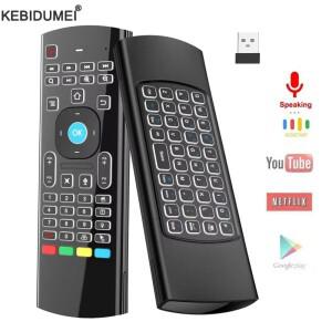 MX3 2.4GHz 에어 마우스 무선 미니 키보드 음성 백라이트 컨트롤러 IR 학습 원격 제어 PC 안드로이드 TV 박