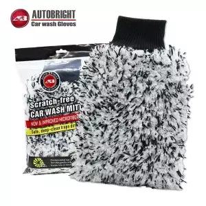 AUTOBRIGHT 세차 미트 스노우 청소 연마 장갑 여분의 두꺼운 검정색 양면 화이버 자동차 액세서리