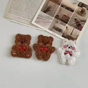 귀여운 곰돌이 뽀글이 리본 테디베어 와펜 옷핀만들기 악세사리 diy 가방 펜던트 페브릭 (35130276)
