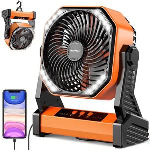 20 000mAh 배터리 구동 캠핑 팬 58시간 충전식 휴대용 400LM 라이트 360 후크 위스퍼 콰이어트 작동 아웃도어 자동차 여행 장비 필수품 정전 공동 브랜드 AMACOOL