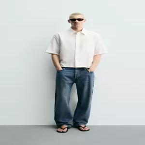 ZARA 릴렉스핏 텍스처 셔츠 - 화이트 7545/462/250