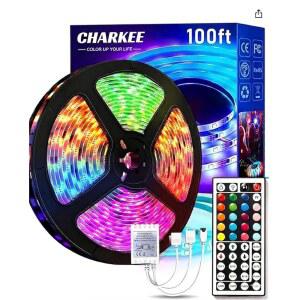 침실용 CHARKEE LED 조명 44키 리모컨 24볼트 RGB SMD2835 테이프 침실 실내 장식 IG 틱톡 DIY(44키 리모컨)용 색상 변경 스트립 조명