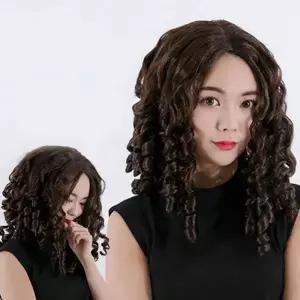 가발 긴머리 다크브라운 파티가발 할로윈 공연 소품 생일모자