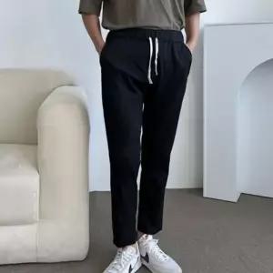 남성 반바지 마바지 코튼 남자 청바지 9부 반바지 고무줄 편안한 밴딩 슬랙스 빈티지 워싱 남성 허리