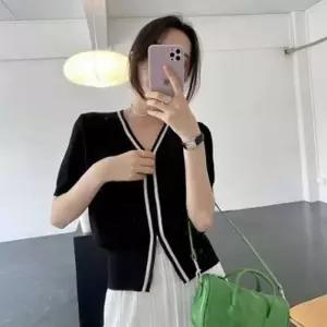 여성 반팔가디건 땡처리특가 55/66사이즈 지퍼가디건 여름 화이트 블랙 2color 투웨이