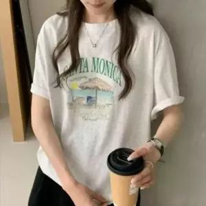 여자 박시티 박시 반팔티 그래픽 오버핏 여름 산타 비치 모니카 티셔츠 루즈핏 프린팅