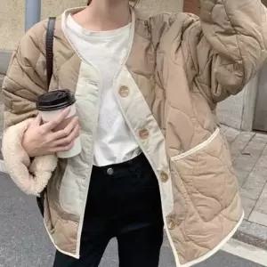 셀럽하우스 여자 해외 여행 룩 겨울 점퍼 리버시블 양면 점퍼