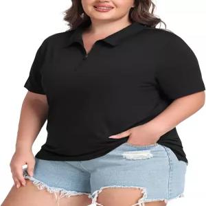 모피즈 플러스 사이즈 여성용 골프 폴로 셔츠 지퍼업 반팔 칼라 테니스 운동복 스포츠 운동용 액티브웨어