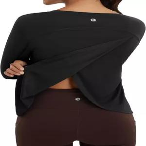 발레프 여성 러닝 선 셔츠 긴 슬리브 UPF 50+ 운동 UV 애슬레틱 스플릿 백 퀵 드라이 경량화