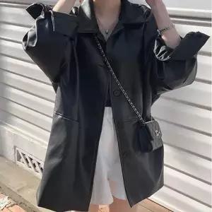 [D더블유] 여자 오버핏 카라 라이더 가죽 자켓 아우터 (11607394A)
