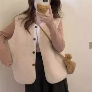 [하프클럽/셀럽하우스]할매조끼 여성 루즈핏 양털 베스트 조끼