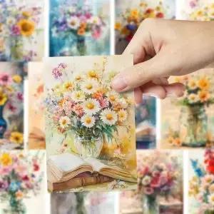32pcs 꽃 엽서 해바라기 국화 스타일 벽 장식 우편물 수집 DIY 카드
