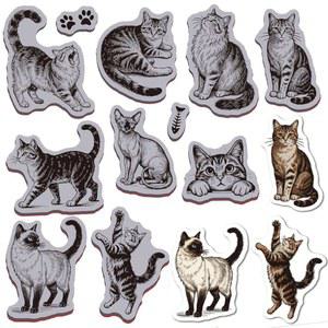 글로블랜드 고양이 동물들이 고무 도장을 붙이는 22x18cm 메인 샴 EVA 스티커를 카드 만들기 사진 앨범 장식 DIY 스크랩북을 위한 오렌지 도장 세트