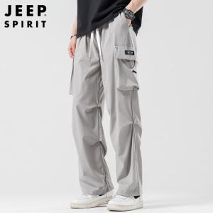 JEEP SPIRIT 남성용 입체포켓 셔링 와이드 밴딩 롱바지