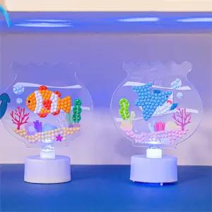 여름 미술활동 바다 무드등 보석십자수 만들기 흰동가리 상어 해양생물 환경보호 DIY키트 LED 꾸미기 조명