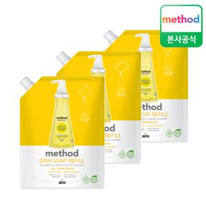 [메소드] 친환경 비건주방세제 레몬민트향 리필 1L 3개 / 과일채소세척용