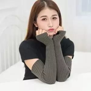 골지니트롱암워머따뜻한겨울팔토시카키그레이 (WD206FB)
