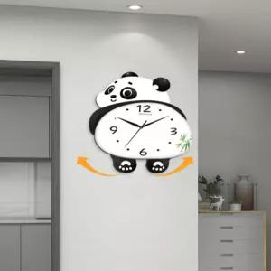 팬더 무소음 벽시계 만년달력 거실 인테리어 창의적 디자인 벽걸이 시계