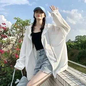 여름 자외선차단 흰색 자켓 후드집업 바람막이 얇은 여성 빅사이즈