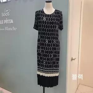 [수스]플리츠 프린트원피스 S262BOP554/블랙,블루,네이비_YS