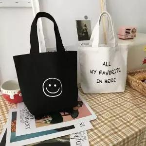 에코백 데일리 캔버스 학원 스마일에코가방 KK89 에코쇼핑백 캔버스가방 (WFFQLQL)
