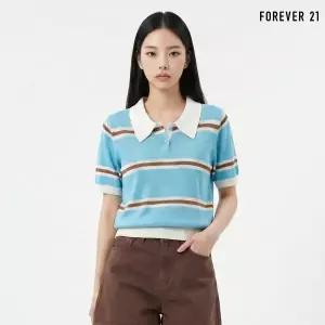 [FOREVER21]반버튼 단가라 카라 반팔 니트 (FTDBNT027)